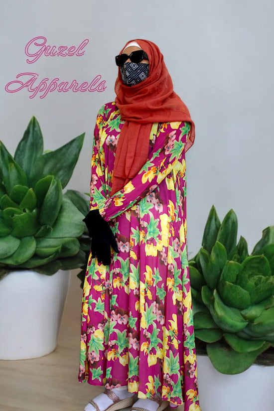 Floral Printed Maxi Abaya