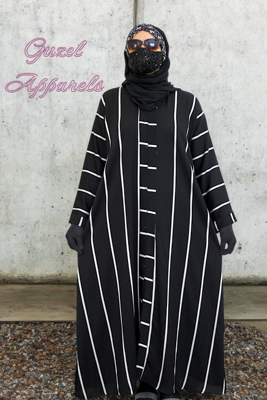 Black Self Printed Abaya