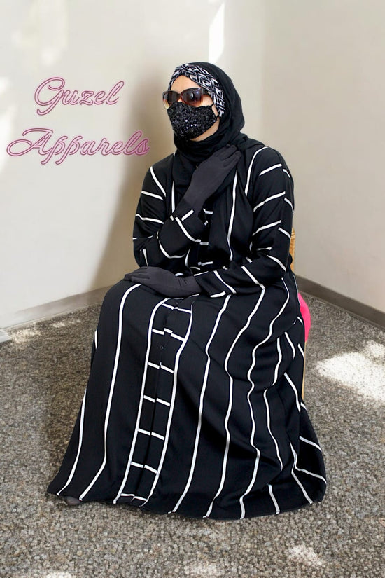 Black Self Printed Abaya