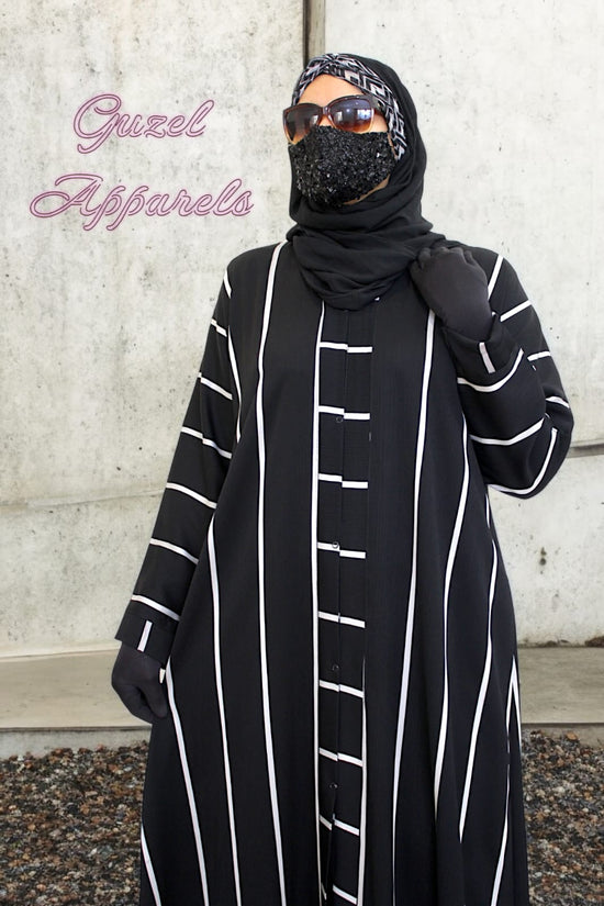 Black Self Printed Abaya