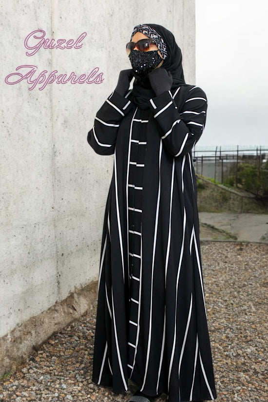 Black Self Printed Abaya