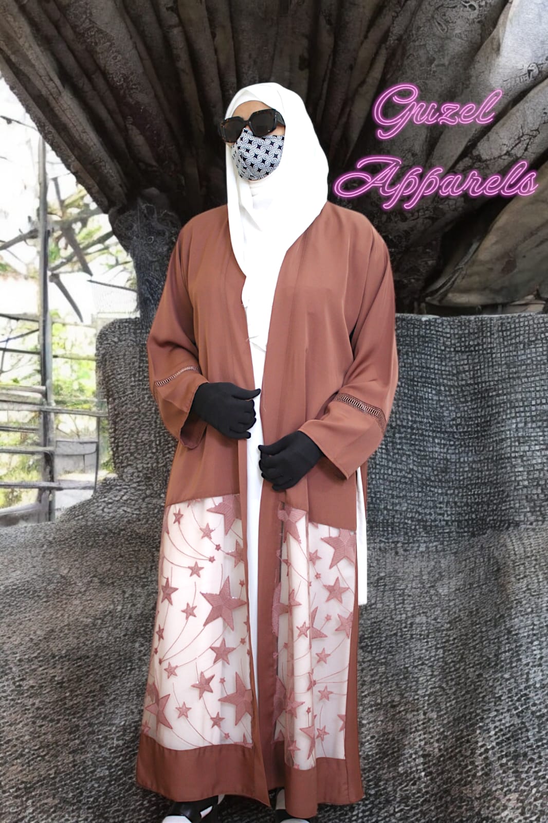 Brown Star Kimono With Belt