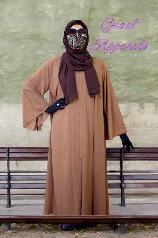 Soft Caramel Brown Blush Abaya