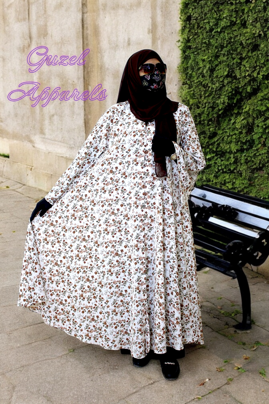 White Printed Maxi Abaya