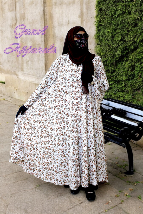 White Printed Maxi Abaya