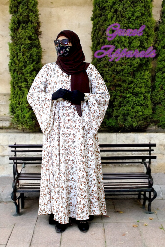 White Printed Maxi Abaya