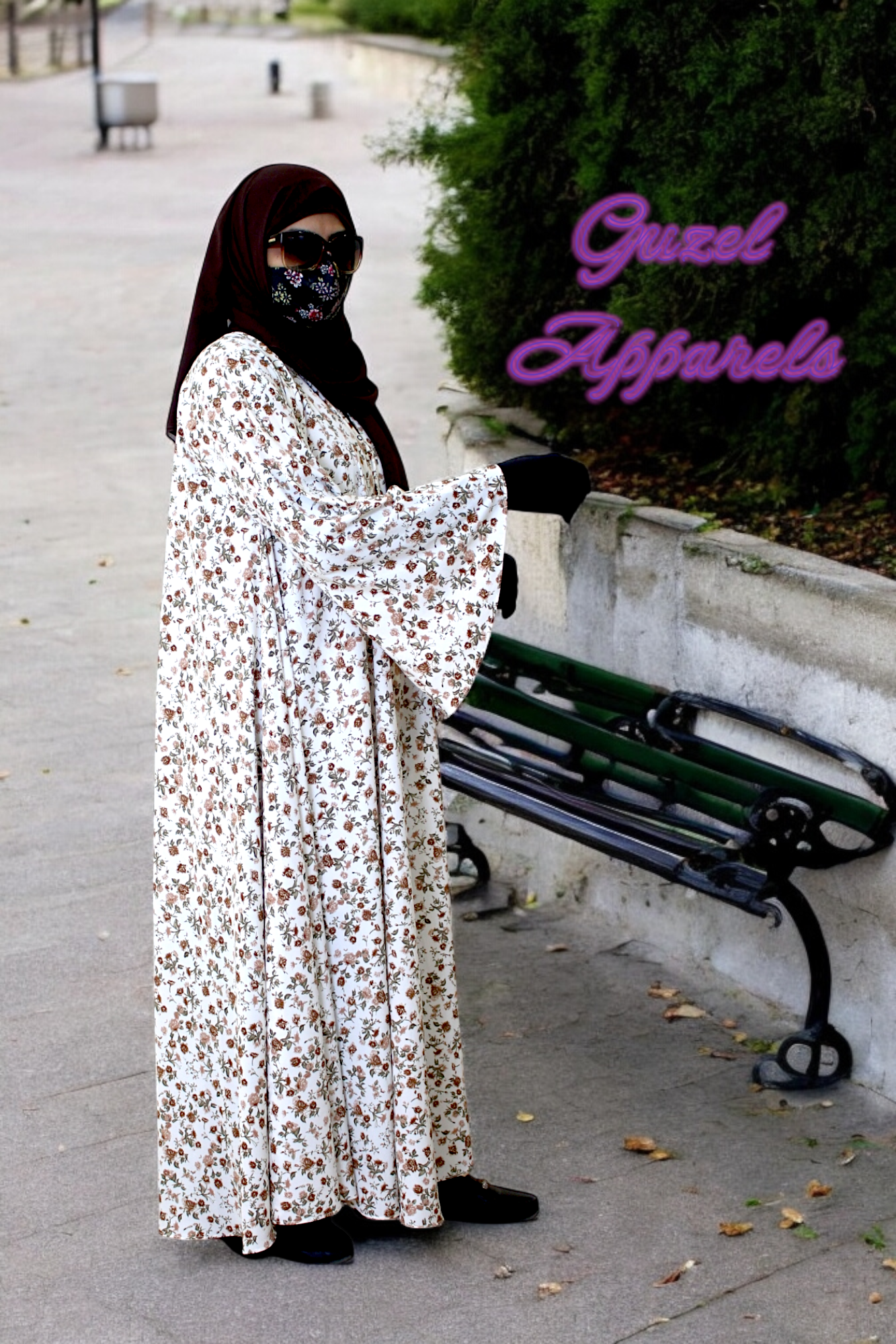 White Printed Maxi Abaya