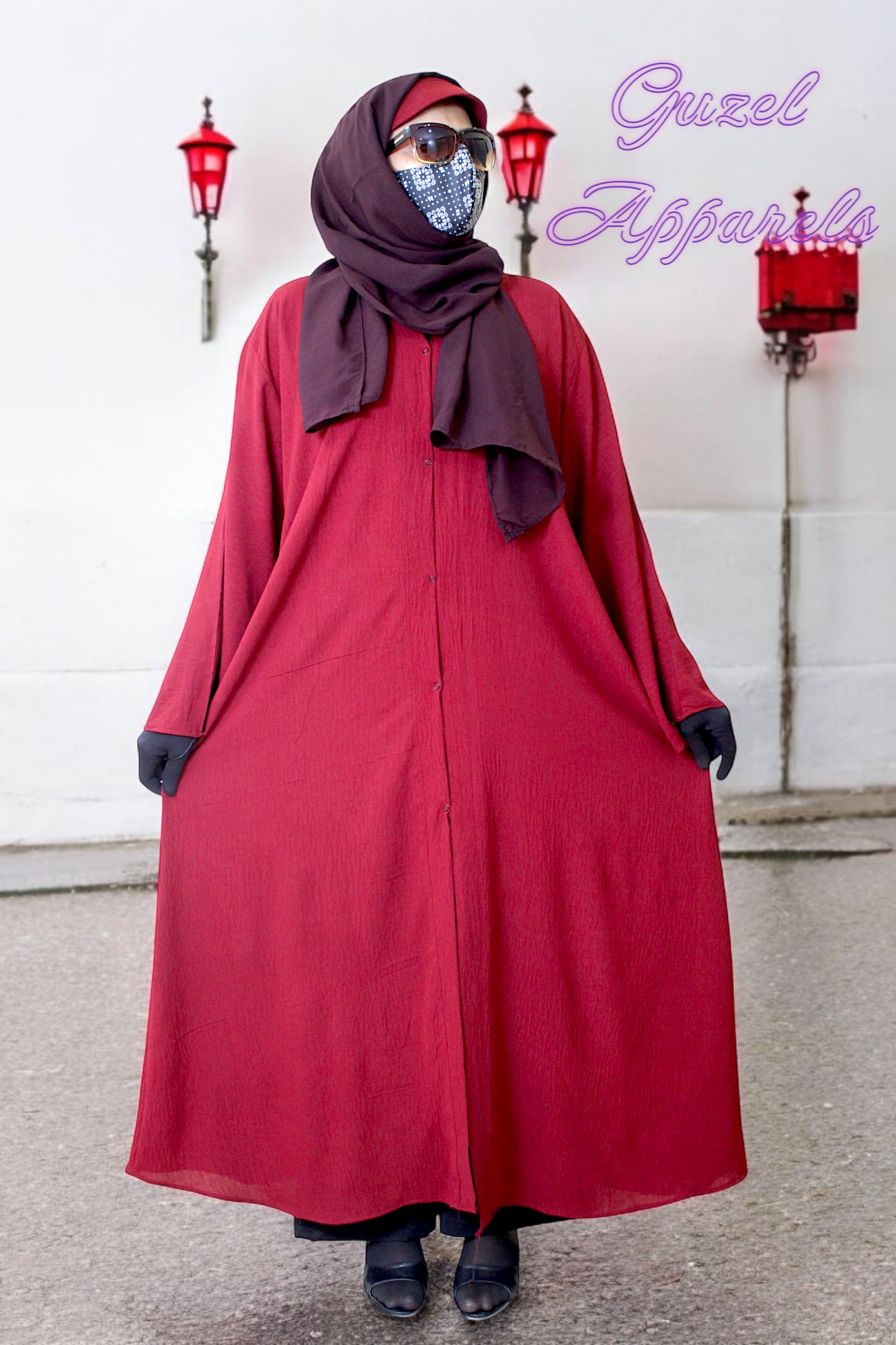 Maroon Crush Front Open Abaya