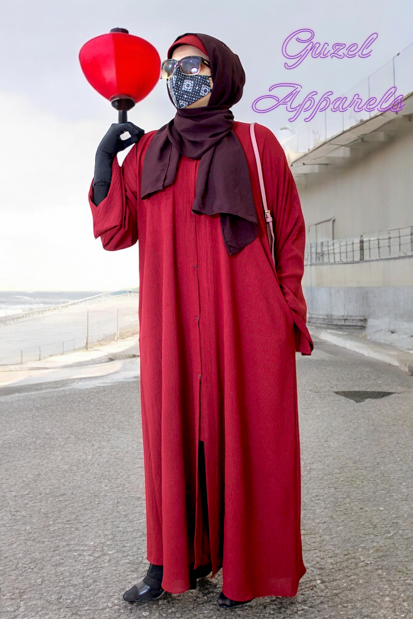 Maroon Crush Front Open Abaya