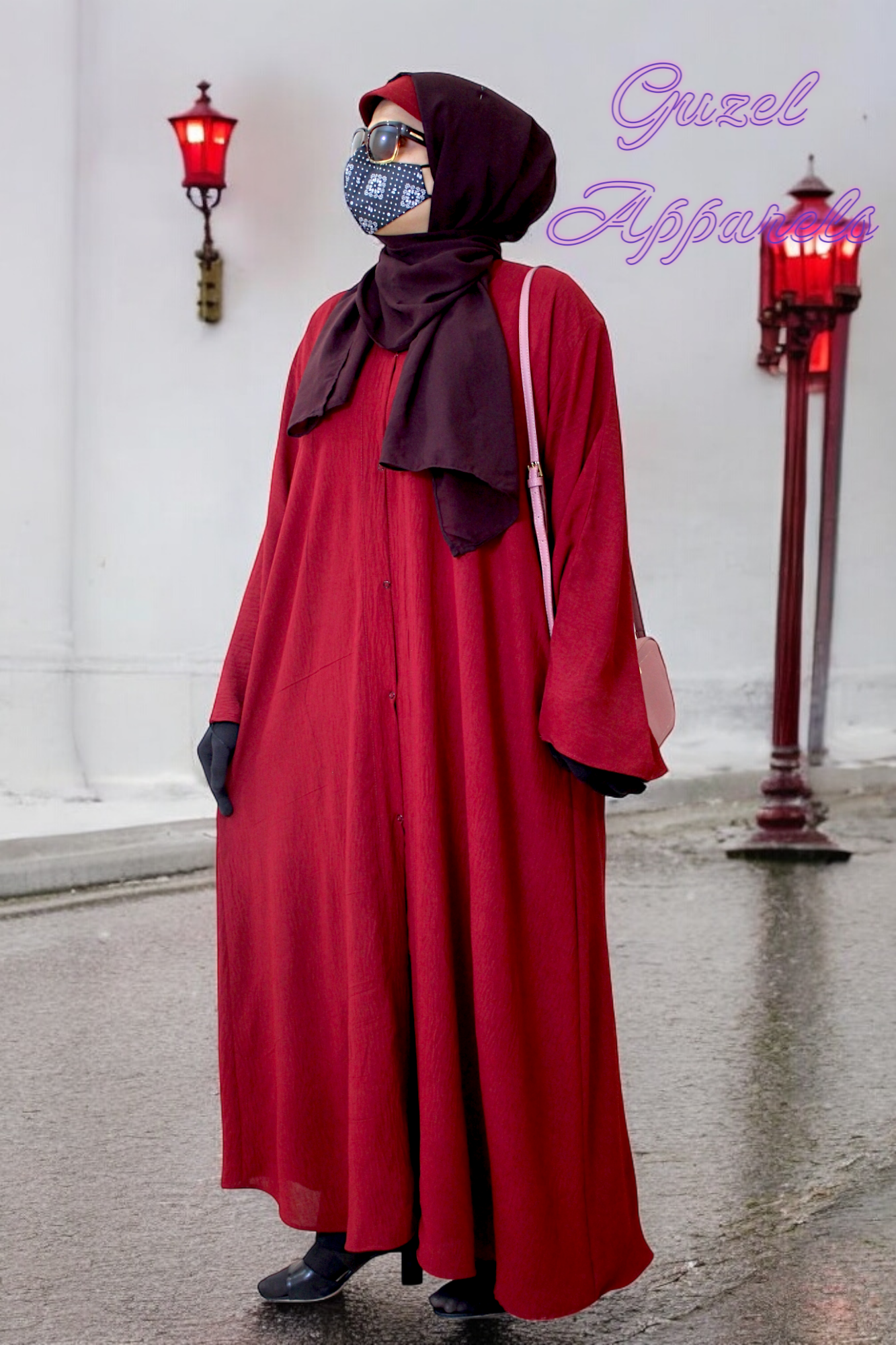 Maroon Crush Front Open Abaya