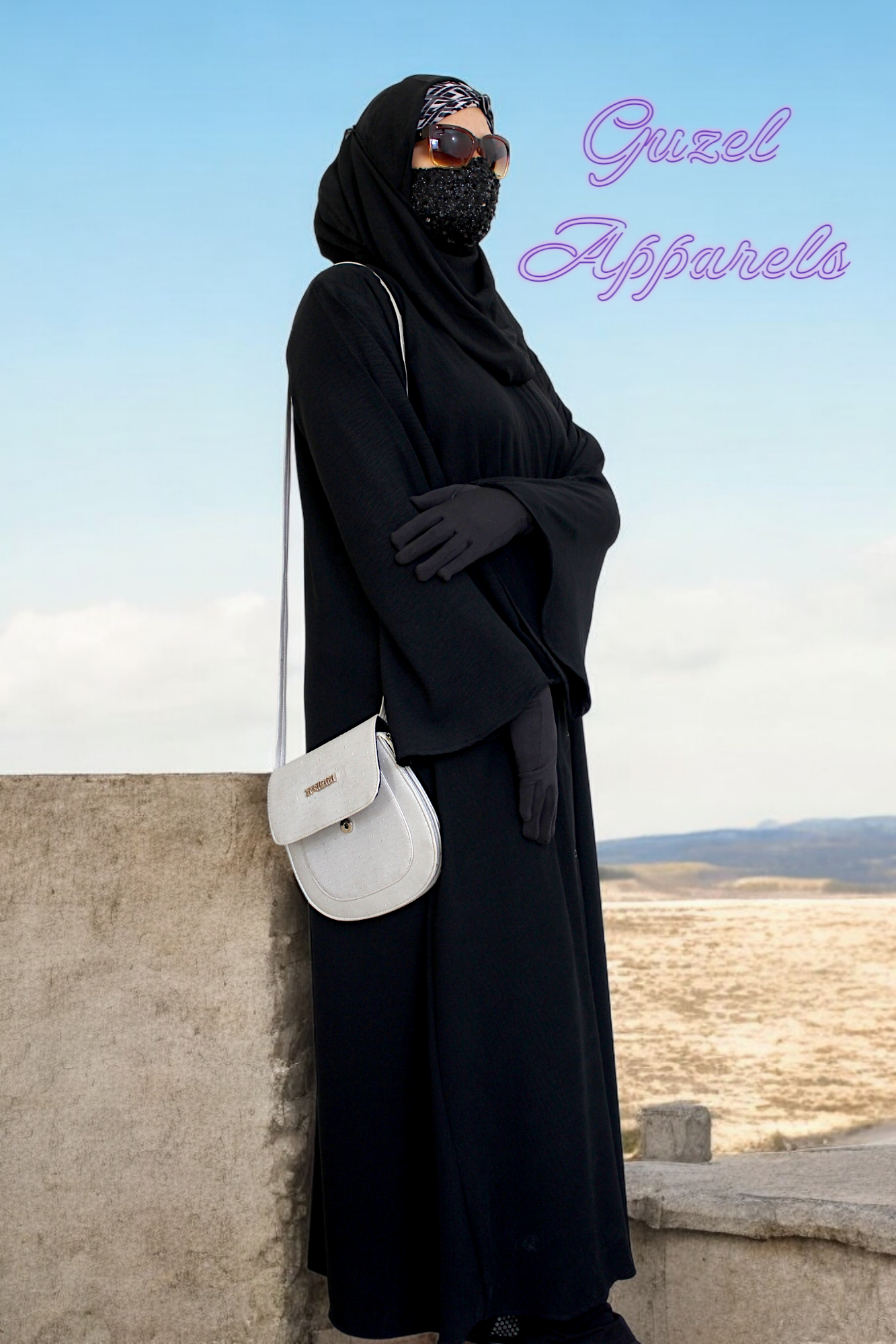 Black Crush Front Open Abaya