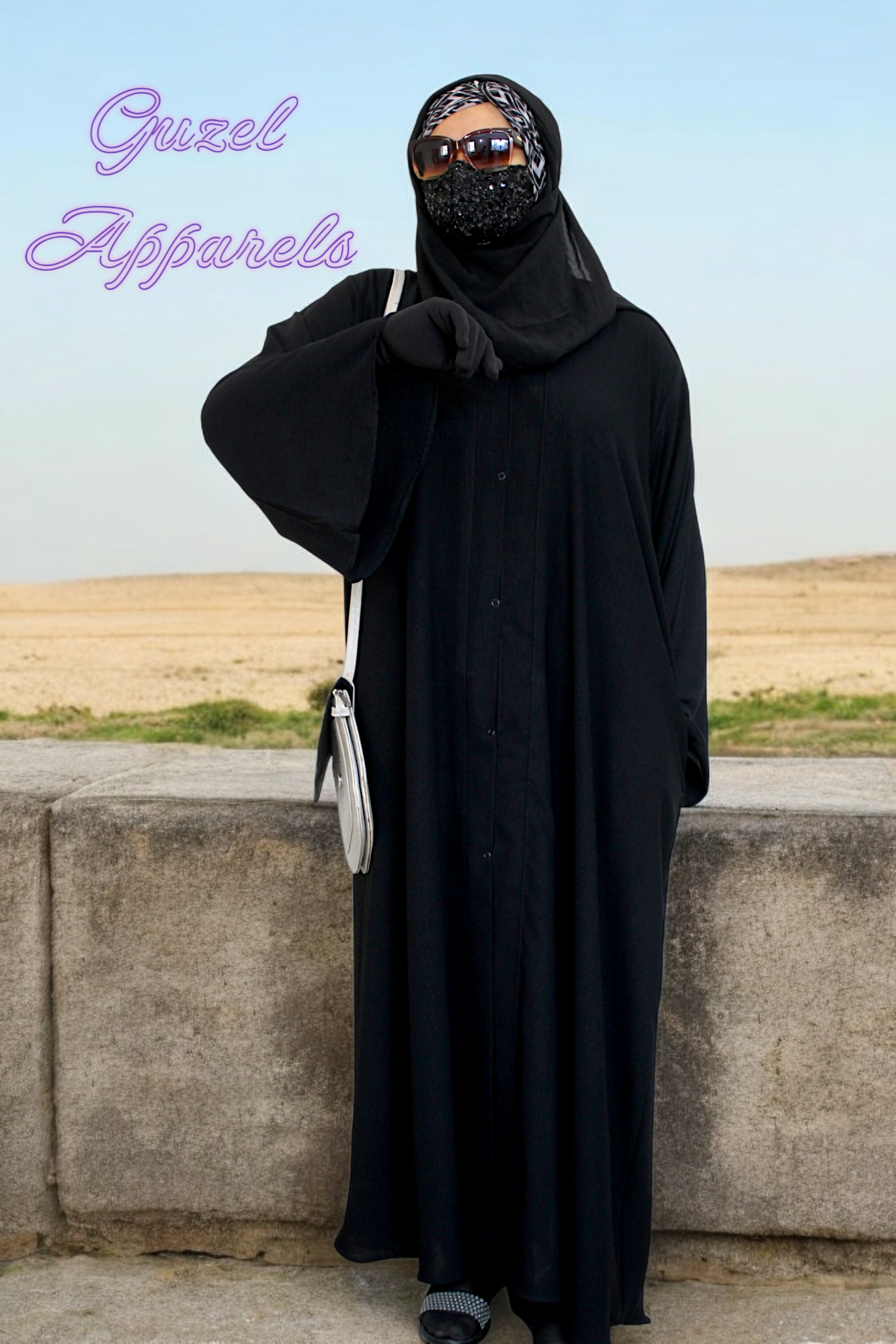 Black Crush Front Open Abaya