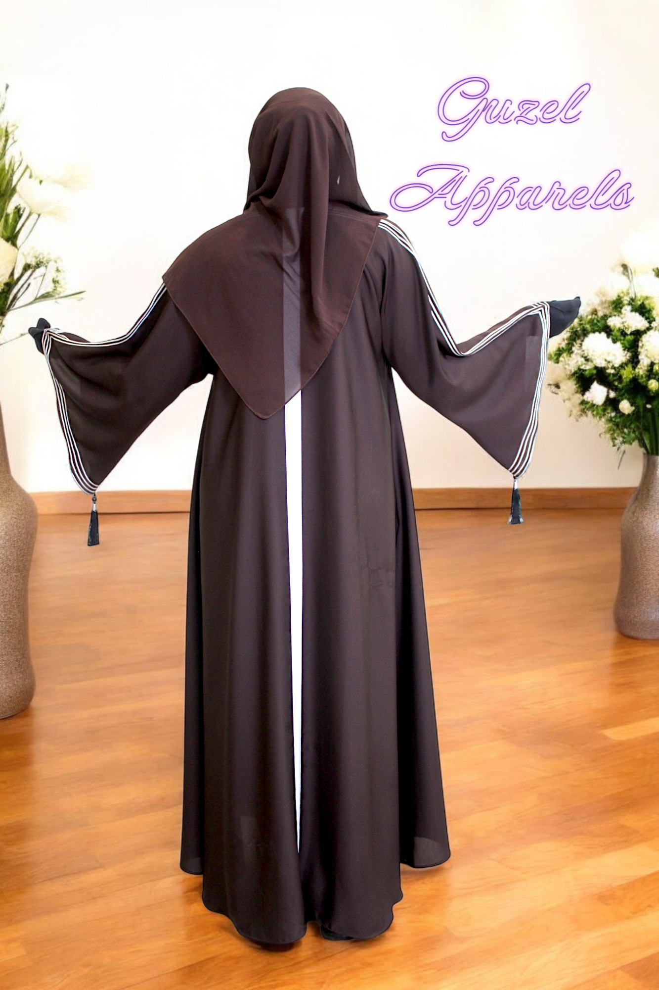 Big Flair Abaya With Bell Sleeves and Dori Work