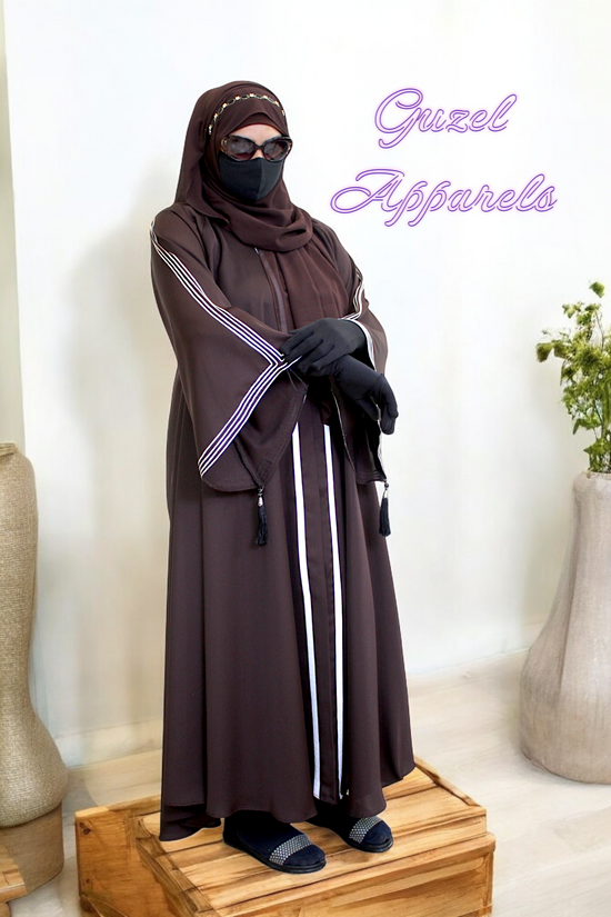 Big Flair Abaya With Bell Sleeves and Dori Work